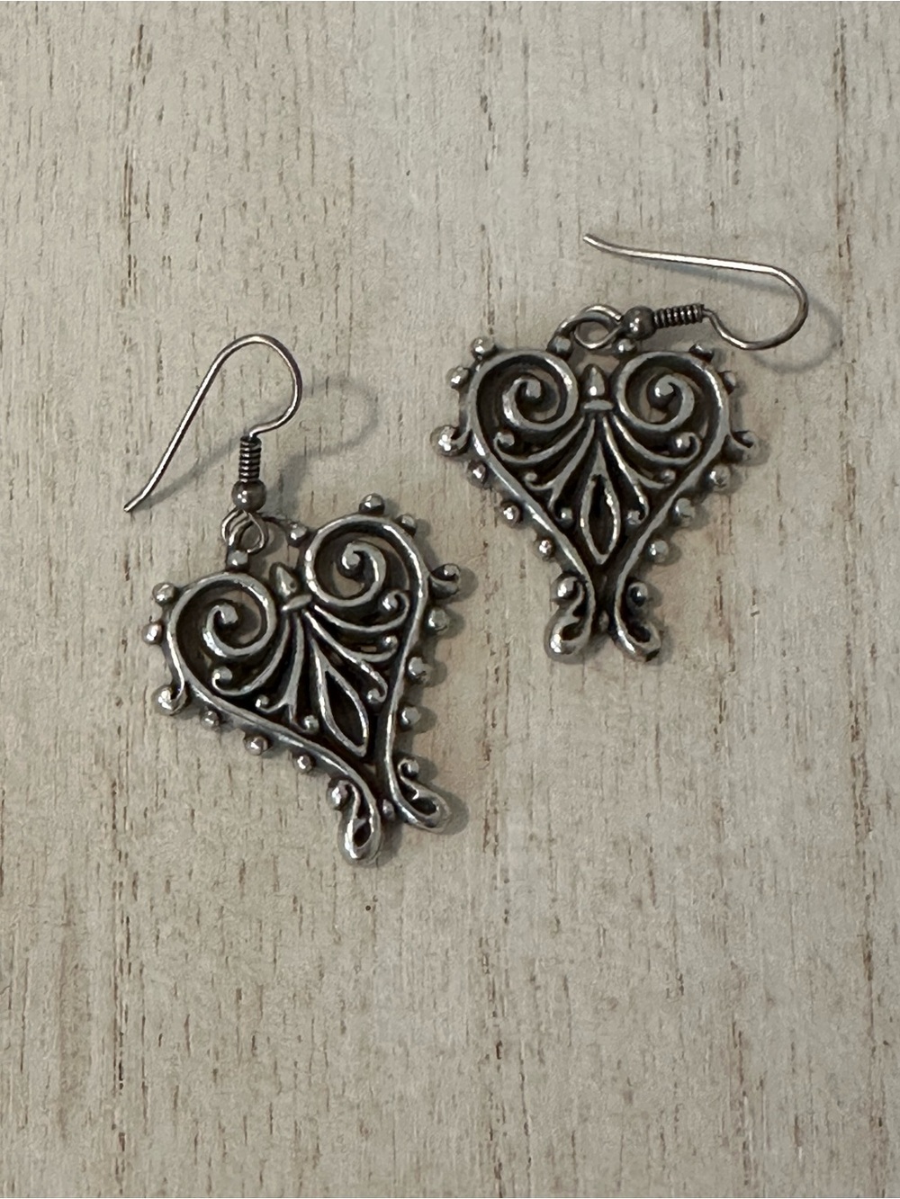 Brighton Silver Heart Filigree Drop Earrings